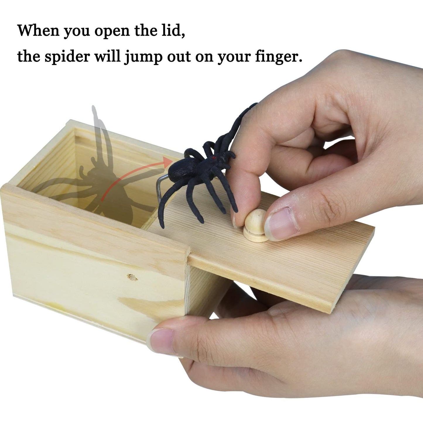 Fake Spider in a Box Prank Gift for Adults Kids,Handmade Wooden Pop Out Scare Surprise Boxes Joke Toys Halloween