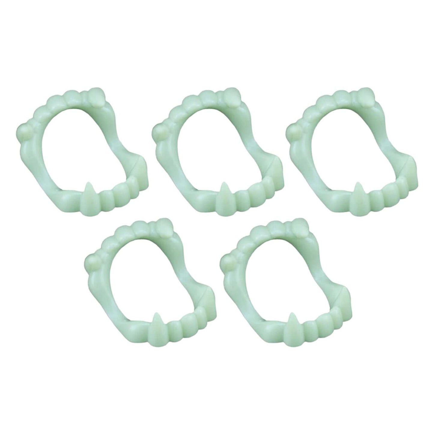 5Pcs Halloween Dentures Simulated Glow in The Dark Halloween Vampires Fake Teeth for Masquerade Werewolf Cosplay