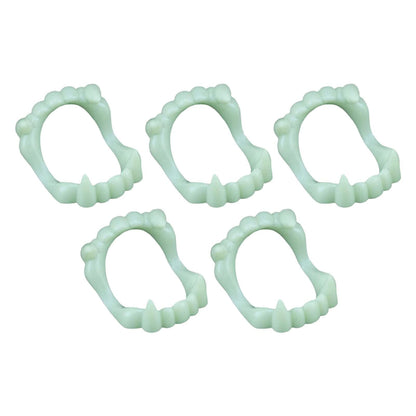 5Pcs Halloween Dentures Simulated Glow in The Dark Halloween Vampires Fake Teeth for Masquerade Werewolf Cosplay