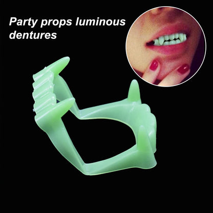 5Pcs Halloween Dentures Simulated Glow in The Dark Halloween Vampires Fake Teeth for Masquerade Werewolf Cosplay