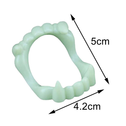 5Pcs Halloween Dentures Simulated Glow in The Dark Halloween Vampires Fake Teeth for Masquerade Werewolf Cosplay