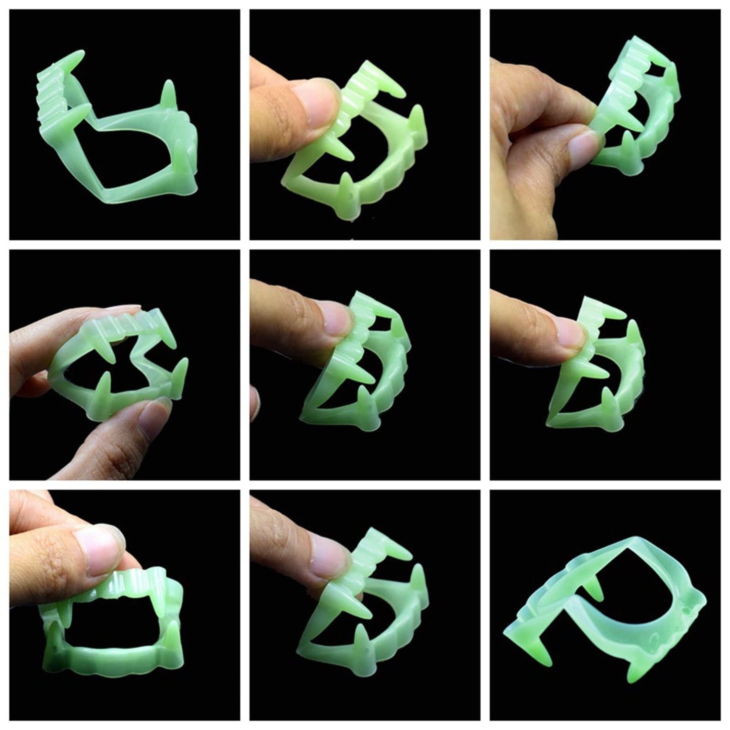 5Pcs Halloween Dentures Simulated Glow in The Dark Halloween Vampires Fake Teeth for Masquerade Werewolf Cosplay