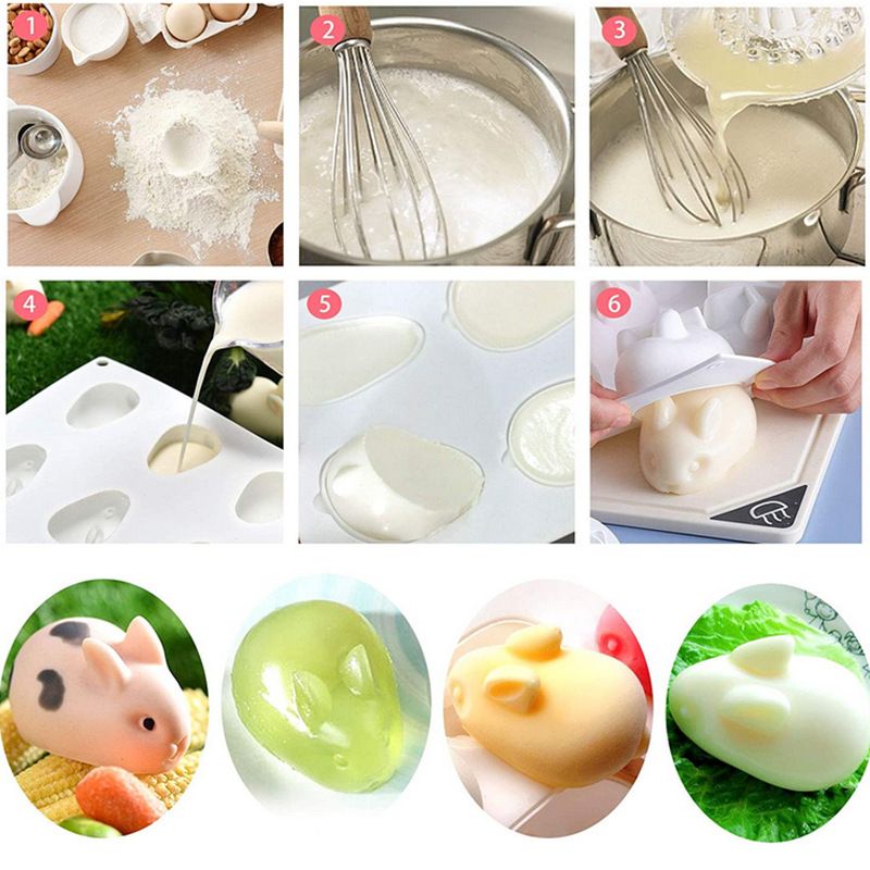 3D Easter Bunny Silicone Mold for Baking Rabbit Shape Mousse Cake, French Dessert, Chocolate, Pastry, Pudding, Jelly