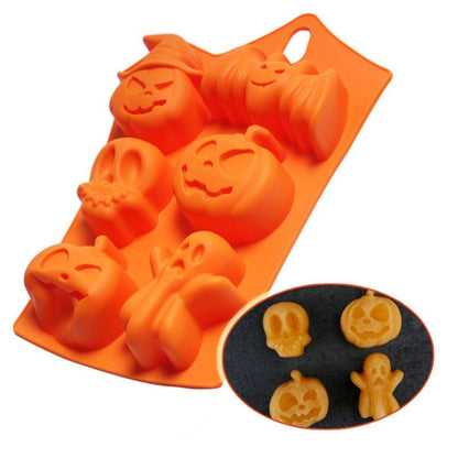 Halloween Silicone Mold, 2 Pack Silicone Baking Mould, Nonstick Muffin Mold with Halloween Pumpkin Molds, Evil, Skull, Ghost