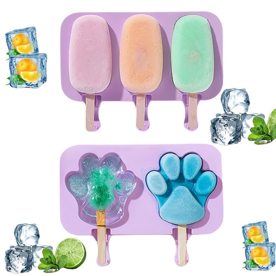 2PCS Cute Cartoon Shaped Food-Grade Silicone Ice Cream Molds Cake Mold Cheese Mold, Easy to Demoulding