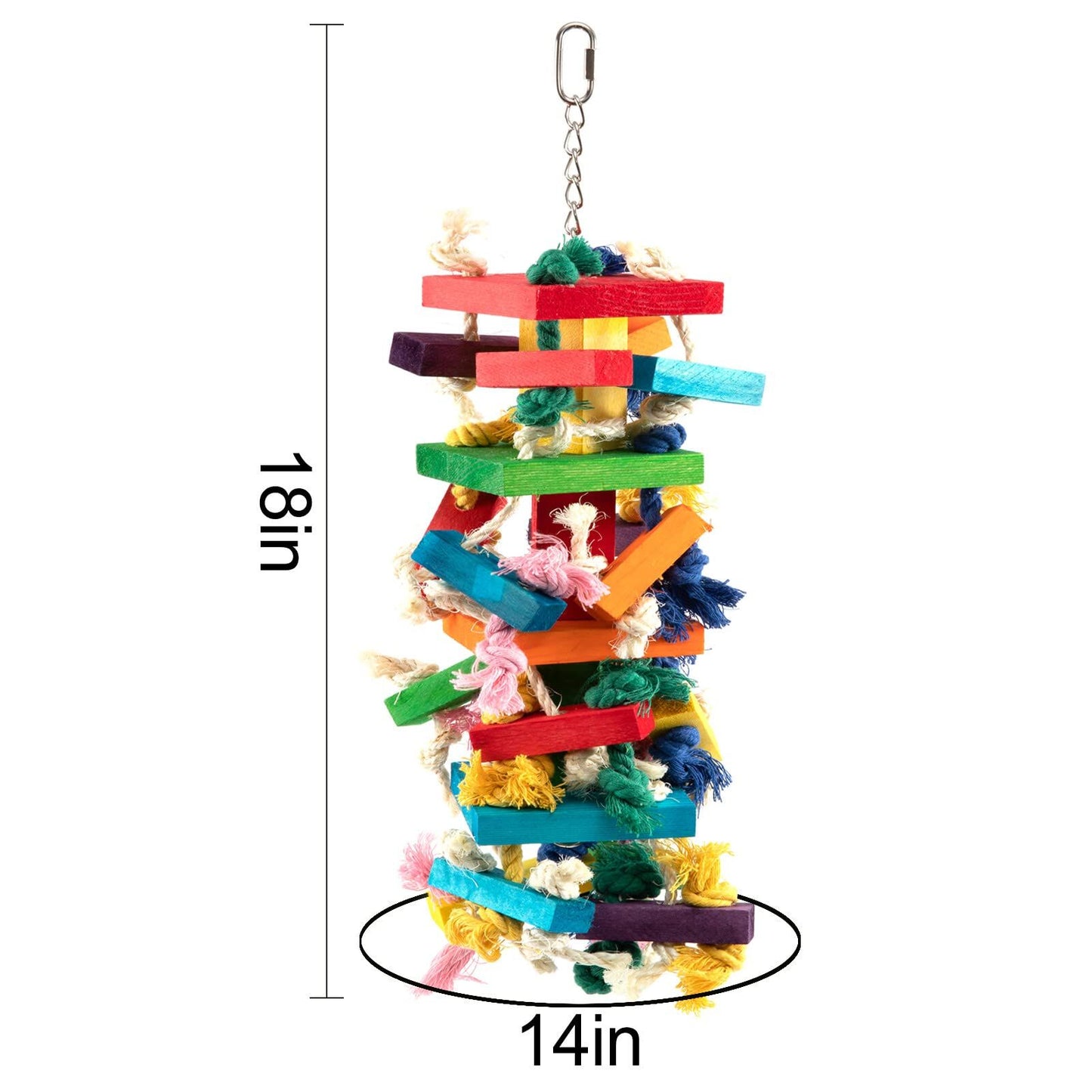 Extra Large Bird Parrot Toys for Macaws, African Grey, Amazon Parrots The colorful wooden blocks are fashionable and bright