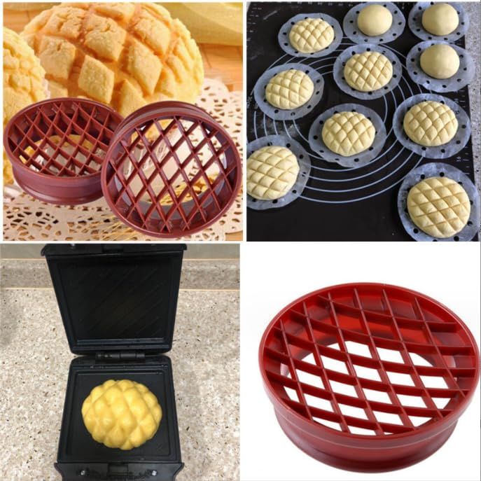 Plastic Lattice Press Pineapple Bun Mold,Baking Tool for Bread,Cake,Biscuit,Kitchen Pastry Pineapple Dome Roll Mold
