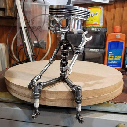 Carved Piston Skull Face Sculpture,Handmade Carving Piston Skull Face Sculpture Metal Art Figurine,Carved Skeleton face