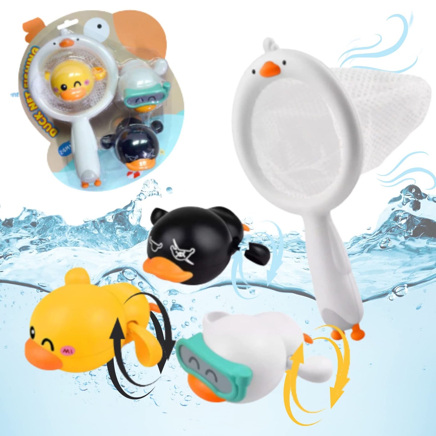 Baby Bath Toys - Mold Free Water Game - Wind-up Swimming Ducks Bath Toy for Toddlers 1-3 - Pool Toy for Kids 12 to 24 Months Old