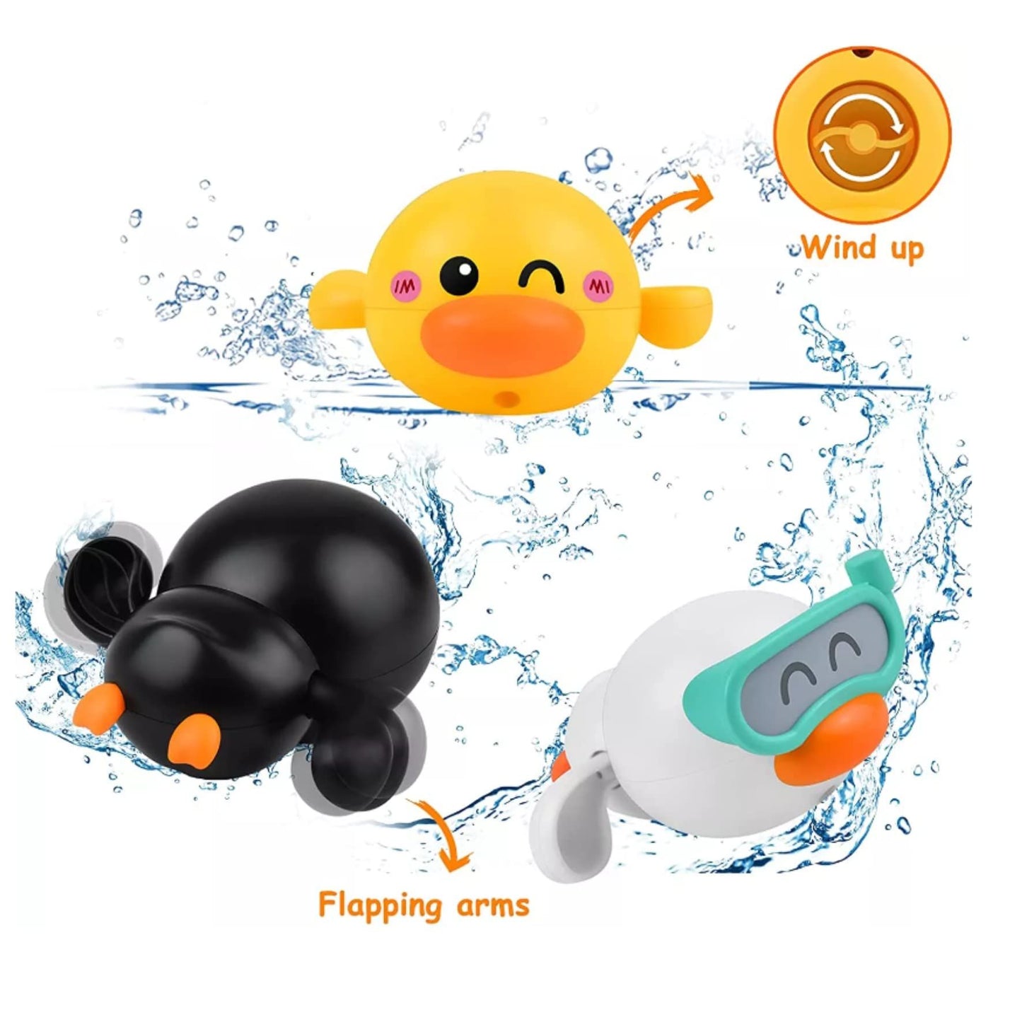 Baby Bath Toys - Mold Free Water Game - Wind-up Swimming Ducks Bath Toy for Toddlers 1-3 - Pool Toy for Kids 12 to 24 Months Old