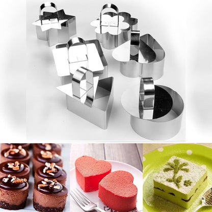 Set of 6 Cake Ring Mold, Stainless Steel 3 inch Round Dessert Mousse Mold with Pusher & Lifter Cooking Rings, Tartare Mold
