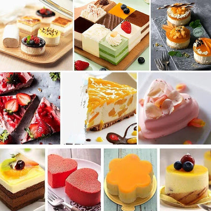 Set of 6 Cake Ring Mold, Stainless Steel 3 inch Round Dessert Mousse Mold with Pusher & Lifter Cooking Rings, Tartare Mold