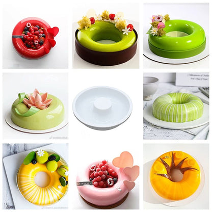7.8 Inch Silicone Baking Molds,Fluted Tube Cake Pans,Round Shape Non Stick Molds,Silicone Oven Safe Chocolate Mousse