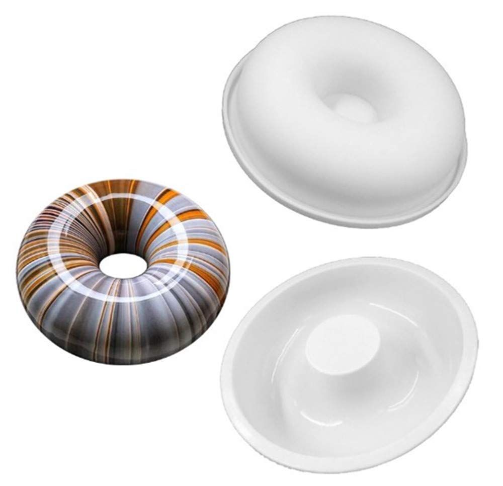 7.8 Inch Silicone Baking Molds,Fluted Tube Cake Pans,Round Shape Non Stick Molds,Silicone Oven Safe Chocolate Mousse