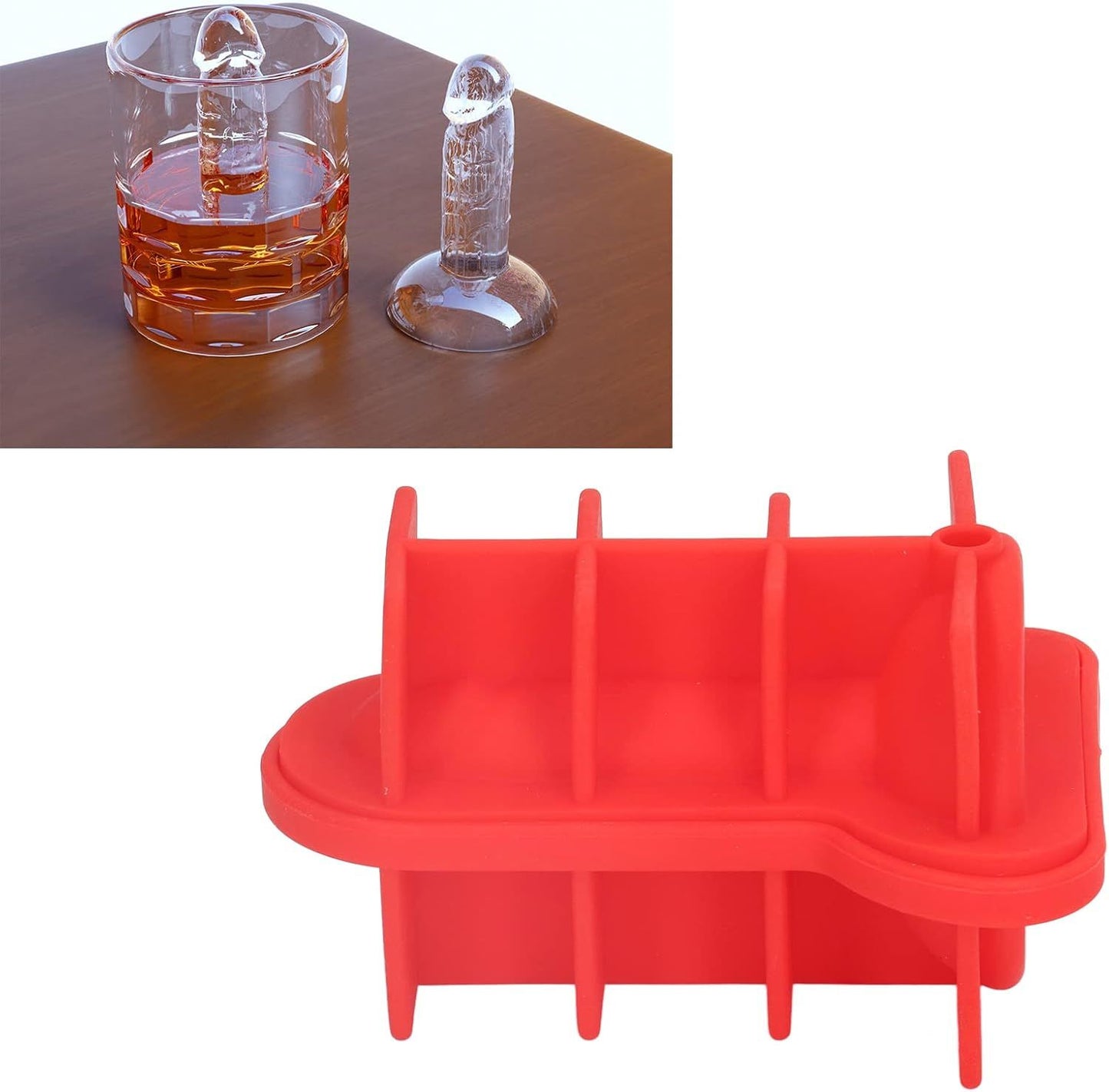 1 Pcs RED Silicone Prank Ice Cube Mold Tray for Ice Chilling Whiskey Cocktails Make Ice Blocks Funny Ice Coffee Cubes