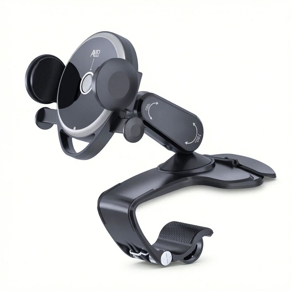 Car Phone Stand, 360-degree Swivel Clip-on Stand on The Dashboard, Cell Phone Stand with Parking Number Plate