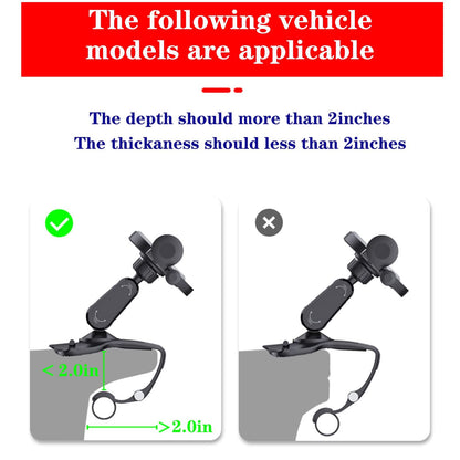 Car Phone Stand, 360-degree Swivel Clip-on Stand on The Dashboard, Cell Phone Stand with Parking Number Plate