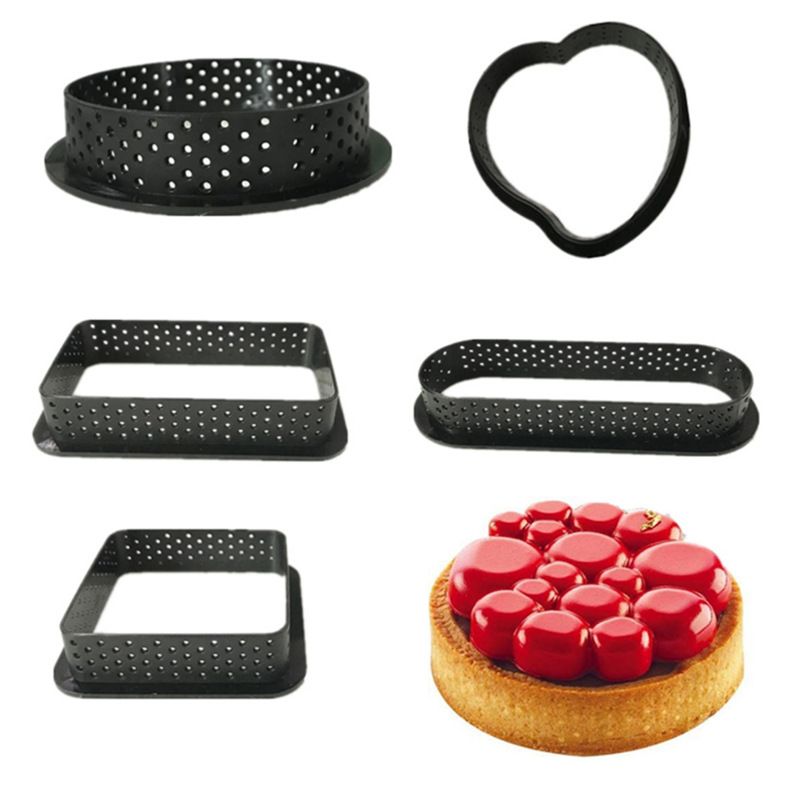 Oval Tart Ring Pastry Mold 5PCS,Perforated Tart Ring,Baking Supplied,French Dessert,Mousse Cake Mold