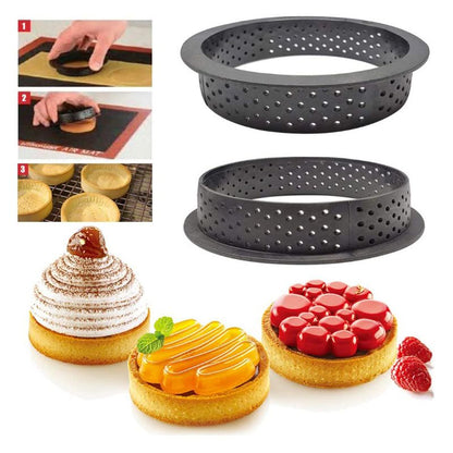 Oval Tart Ring Pastry Mold 5PCS,Perforated Tart Ring,Baking Supplied,French Dessert,Mousse Cake Mold