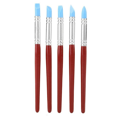 5 Pcs Clay Color Sculpting Shapers – Flexible Rubber Tip Shaping Pen Wipe Out Painting Brushes Carving Tools