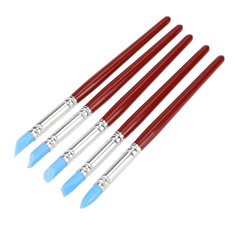 5 Pcs Clay Color Sculpting Shapers – Flexible Rubber Tip Shaping Pen Wipe Out Painting Brushes Carving Tools