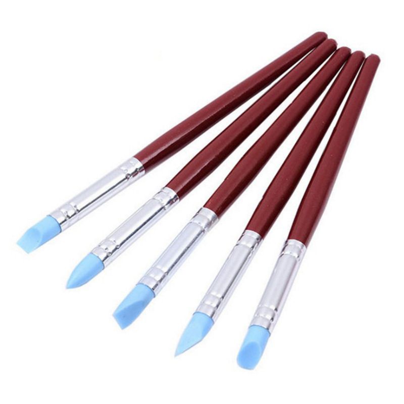 5 Pcs Clay Color Sculpting Shapers – Flexible Rubber Tip Shaping Pen Wipe Out Painting Brushes Carving Tools