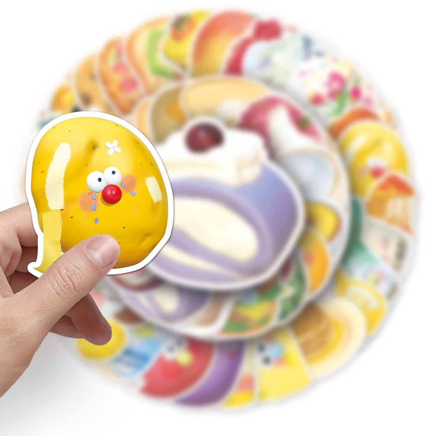 Food Stickers, 50Pcs Cute Fast Food Stickers Chips Hamburger Stickers Yummy Aesthetic Waterproof Stickers for Kids Teens Stickers