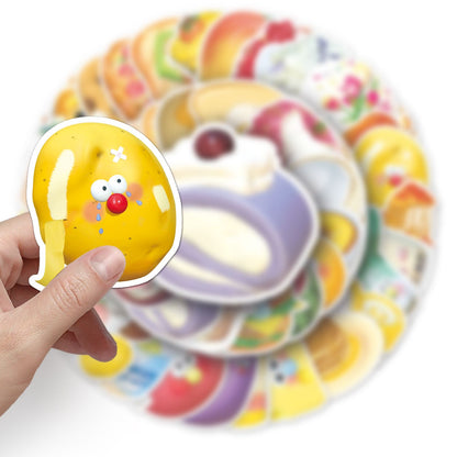 Food Stickers, 50Pcs Cute Fast Food Stickers Chips Hamburger Stickers Yummy Aesthetic Waterproof Stickers for Kids Teens Stickers