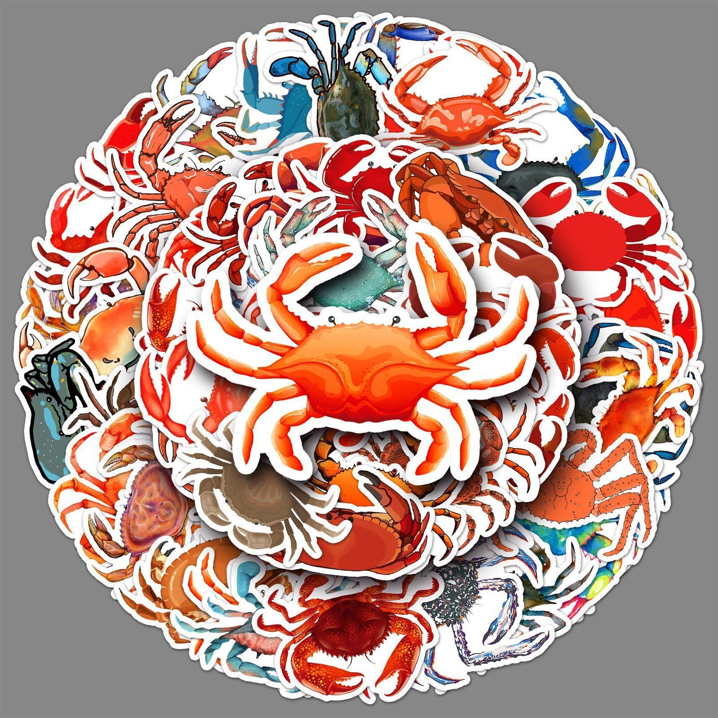 Various Crab Vinyl Stickers for Girls Boys Teens Kids |50 Pcs| Cute Cartoon Waterproof Stickers for Water Bottle Laptop Flasks