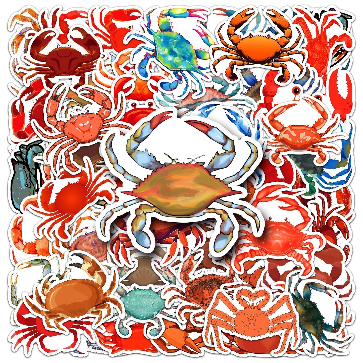 Various Crab Vinyl Stickers for Girls Boys Teens Kids |50 Pcs| Cute Cartoon Waterproof Stickers for Water Bottle Laptop Flasks