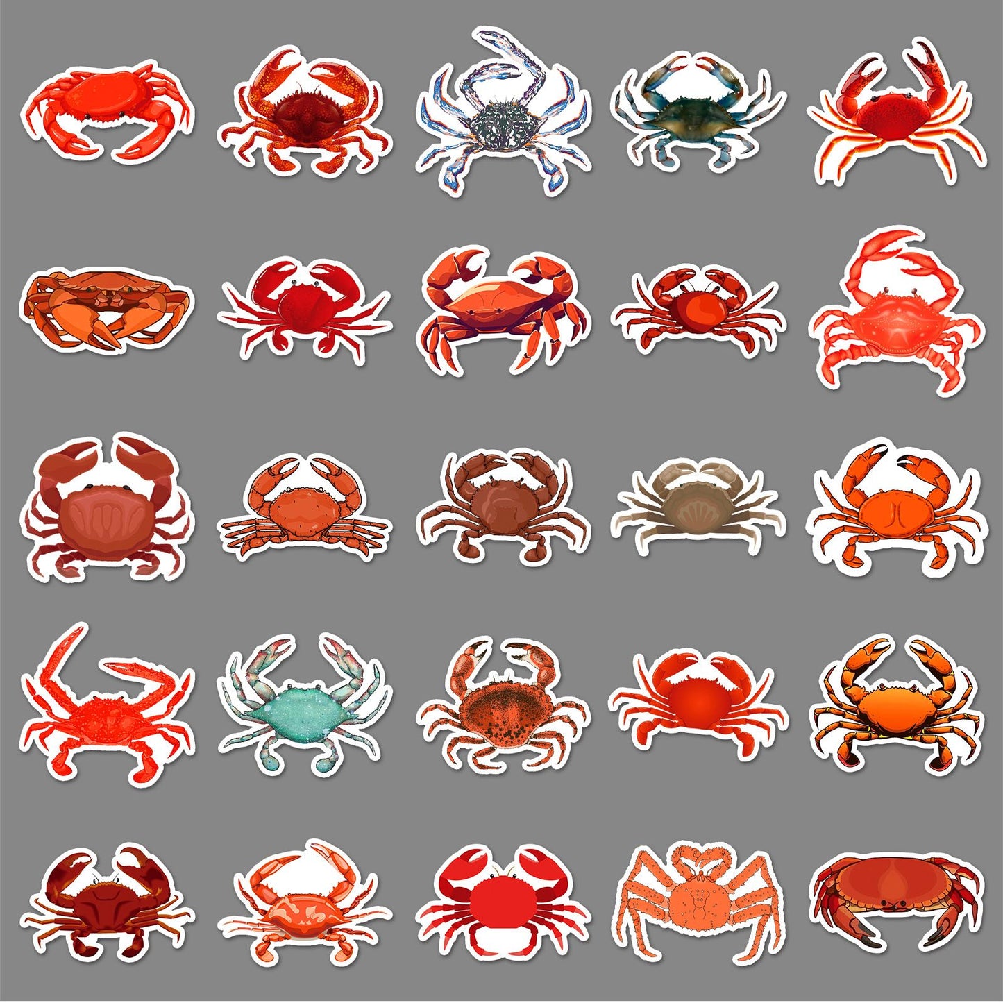 Various Crab Vinyl Stickers for Girls Boys Teens Kids |50 Pcs| Cute Cartoon Waterproof Stickers for Water Bottle Laptop Flasks