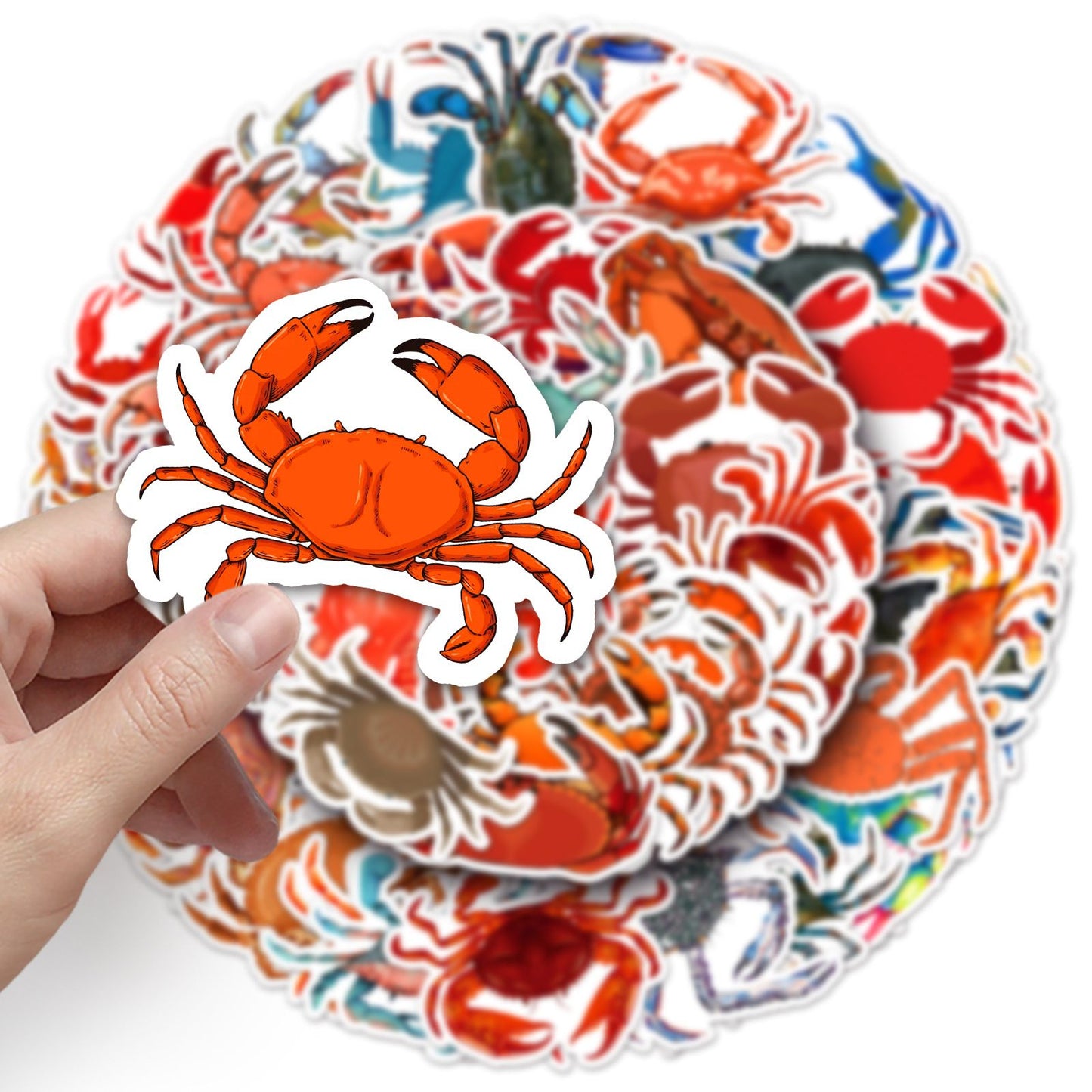Various Crab Vinyl Stickers for Girls Boys Teens Kids |50 Pcs| Cute Cartoon Waterproof Stickers for Water Bottle Laptop Flasks