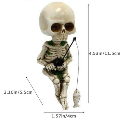 Mini Skeleton Figurines for Home Decor, 4.5 inch Resin Small Skeletons Halloween , Craft Haunted House Accessories  (White)