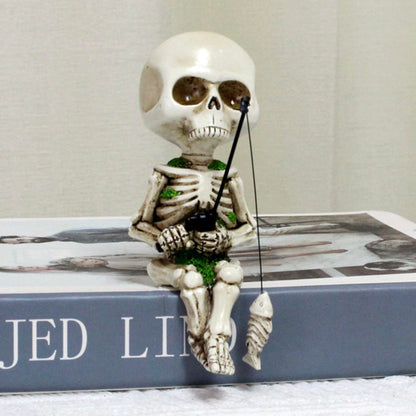 Mini Skeleton Figurines for Home Decor, 4.5 inch Resin Small Skeletons Halloween , Craft Haunted House Accessories  (White)