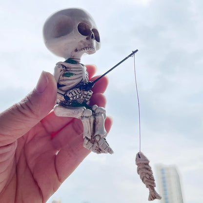 Mini Skeleton Figurines for Home Decor, 4.5 inch Resin Small Skeletons Halloween , Craft Haunted House Accessories  (White)