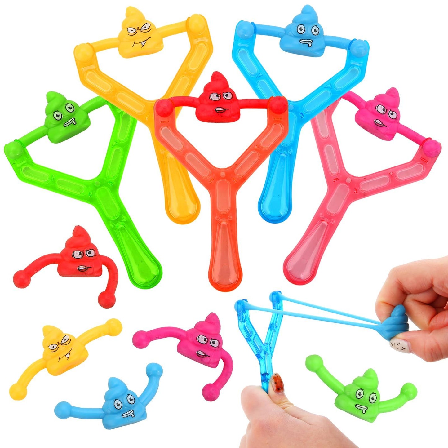 5pcs Toy Mini Rubber Finger Flying Poop Game Tricky Stretchy Toy for Kids and Adult, Stress Relief Joke Prank Squishy Gift Party