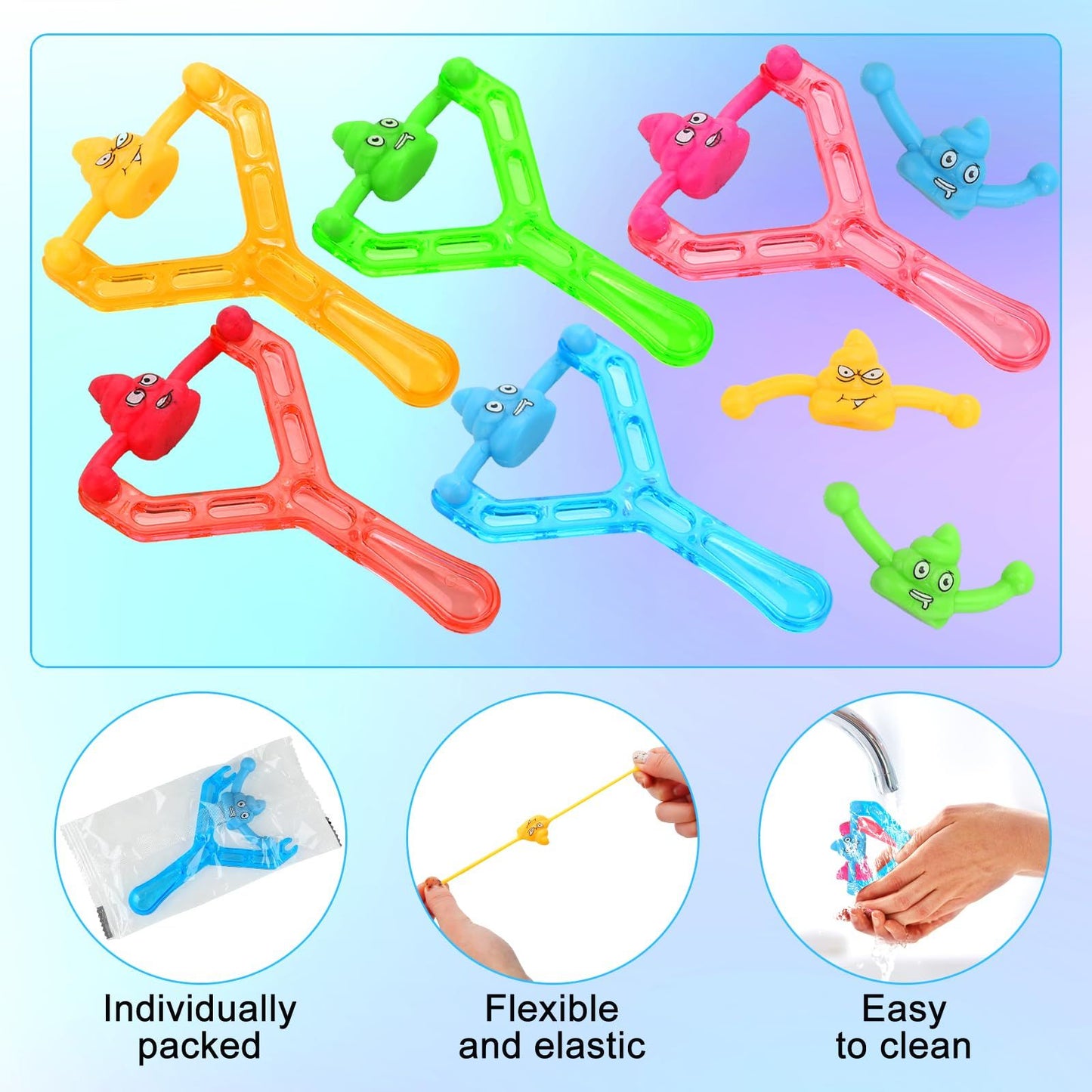 5pcs Toy Mini Rubber Finger Flying Poop Game Tricky Stretchy Toy for Kids and Adult, Stress Relief Joke Prank Squishy Gift Party