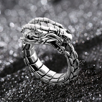 Men's Dragon Ring, Gothic Dragon Head Ring, Punk Stone Dragon Ring, Boys' Hip Hop Retro Rock Dragon Animal Jewelry