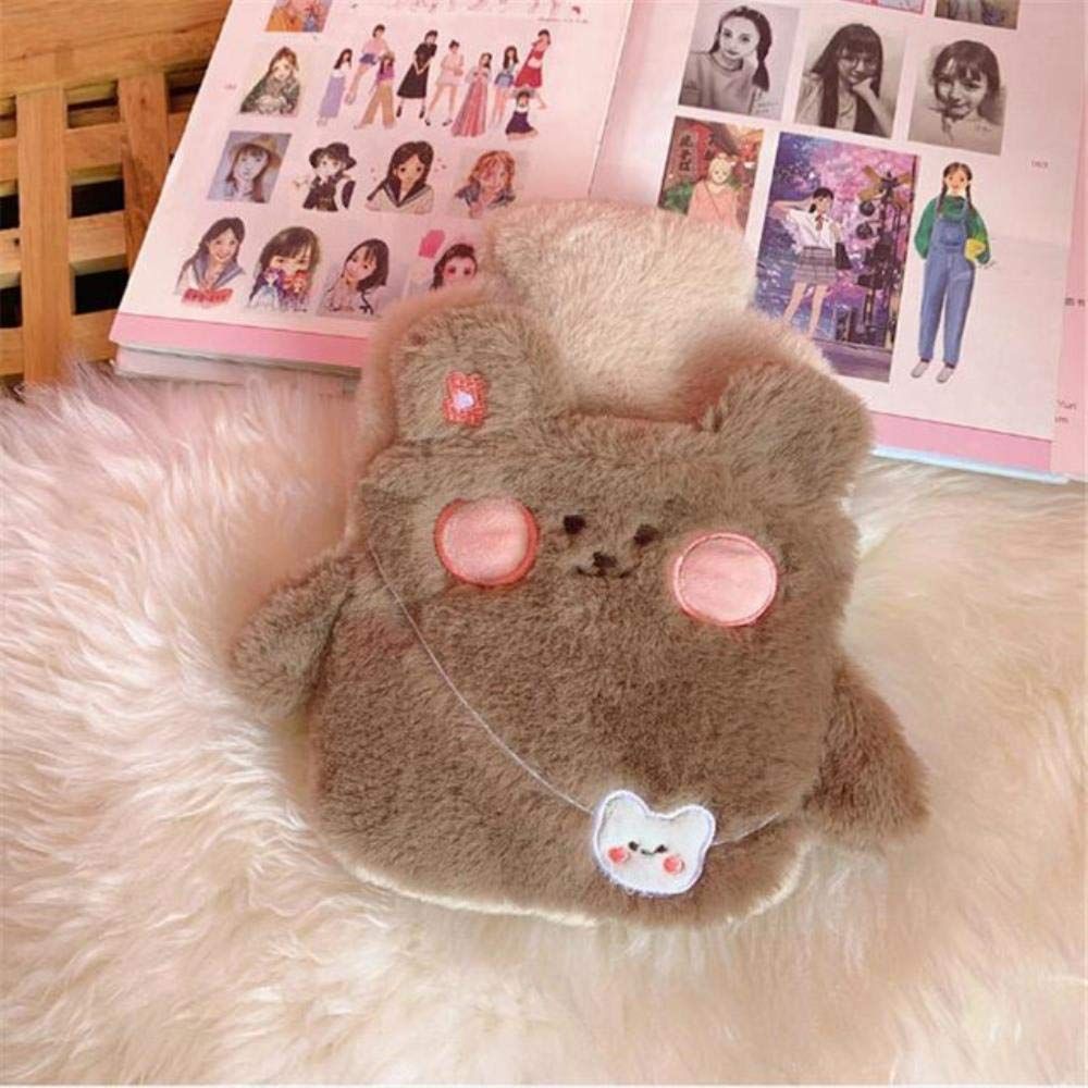 Cartoon Hot Water Bottle with Cute Plush Cover Water Injection Hot Water Bag Anti-scalding Portable Hand Warmer Gift for Girls