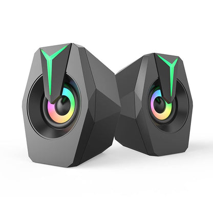 LED Computer Speaker USB Powered 3.5mm Stereo Audio Desktop Speakers for PC, MP3 Player, Laptop, Smartphone (Black)