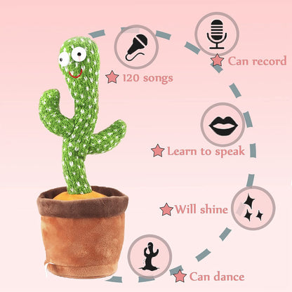 Dancing Cactus Talking Toy,Wriggle Singing Mimicking Cactus,Repeat What You Say,Sing,Dance,Recording