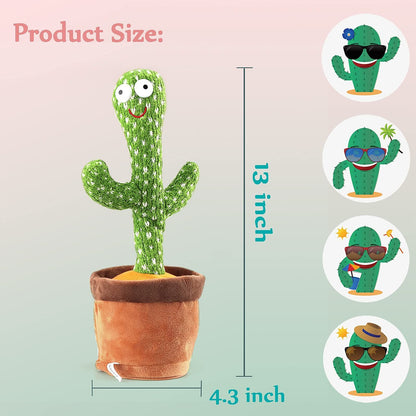 Dancing Cactus Talking Toy,Wriggle Singing Mimicking Cactus,Repeat What You Say,Sing,Dance,Recording