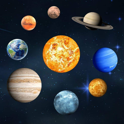 9pcs Removable Glow in The Dark Planet Wall Stickers Sun Earth and so on Glowing Planets Wall Decals Art Decor