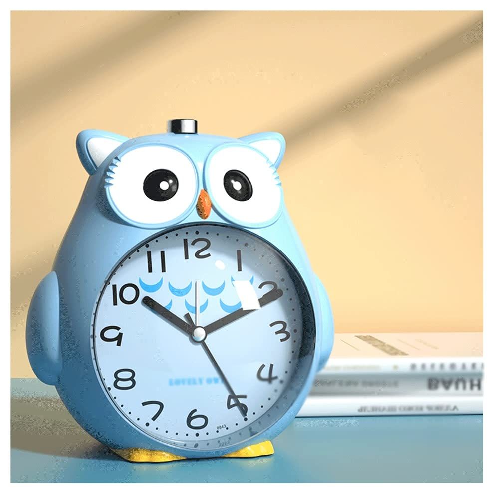 Creative Children's Alarm Clock, Cute Cartoon Bell Portable High-Volume Rechargeable Alarm Clock with Night Light,