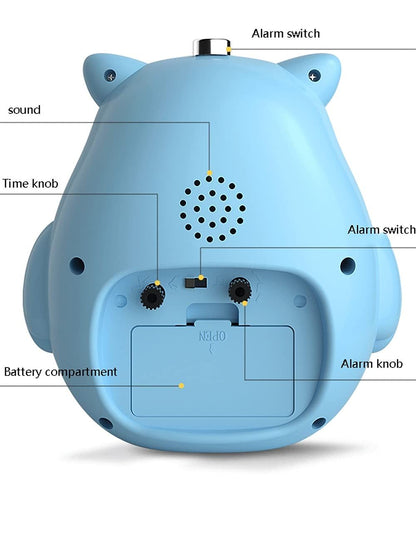 Creative Children's Alarm Clock, Cute Cartoon Bell Portable High-Volume Rechargeable Alarm Clock with Night Light,