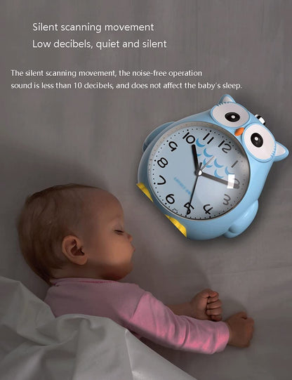 Creative Children's Alarm Clock, Cute Cartoon Bell Portable High-Volume Rechargeable Alarm Clock with Night Light,