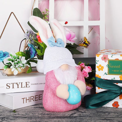 2 pcs Easter Bunny Gnome with Easter Egg - Handmade Gnome Faceless Plush Doll, Gift for Girl Room Decor and Indoor Spring Decor