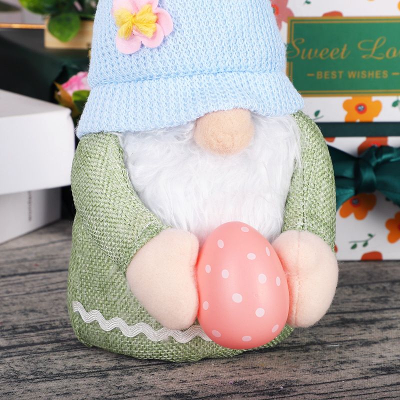 2 pcs Easter Bunny Gnome with Easter Egg - Handmade Gnome Faceless Plush Doll, Gift for Girl Room Decor and Indoor Spring Decor