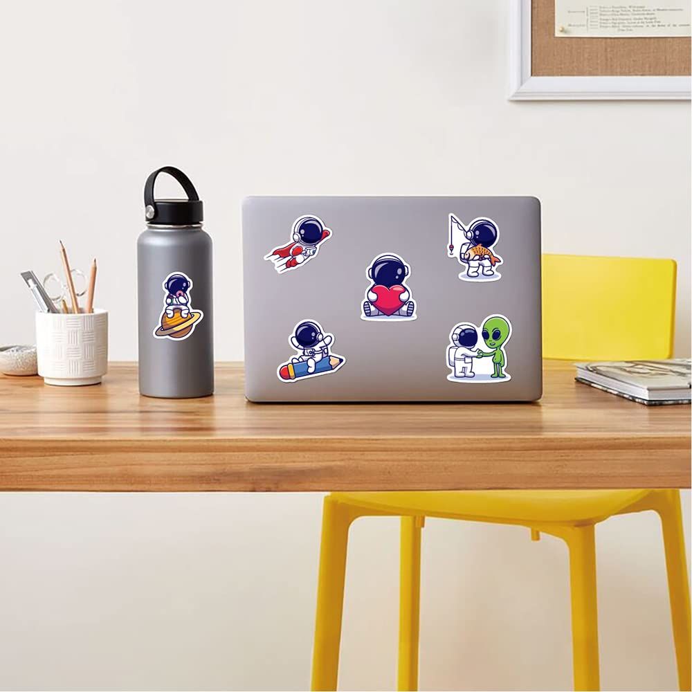 Cartoon astronaut stickers for boys, teenagers, and girls | 83 pieces | Fashionable vinyl waterproof stickers for laptops and tablets