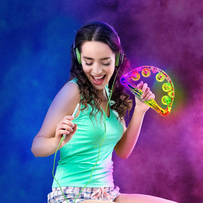 Light Up Toys Handheld Musical Flashing Tamborine Autism Toys Party Supplies for Birthday Anniversaries Gifts for Kids Adults Teens